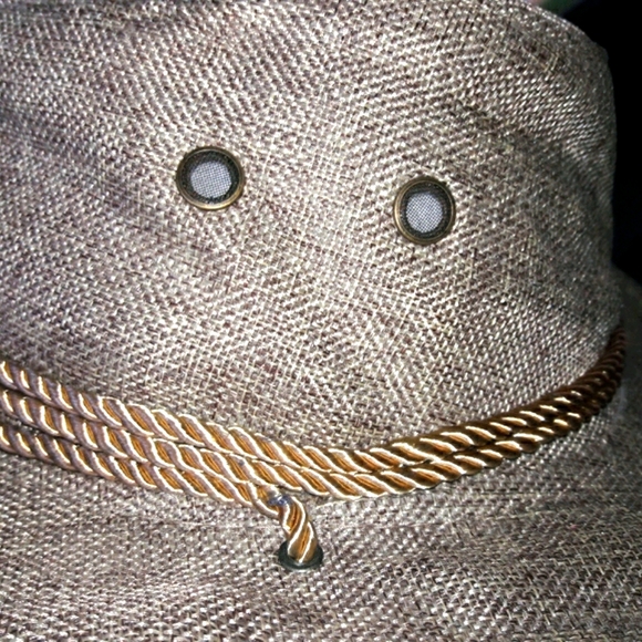 Aussie Outback Brown Canvas Hat w Draw strings and - Picture 3 of 7